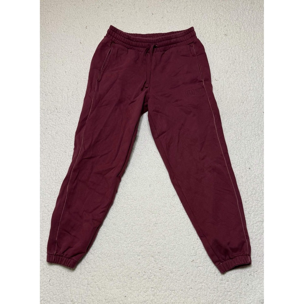 PUMA Mens Sweatpants Size S Burgundy Cotton Blend Joggers 889263-01